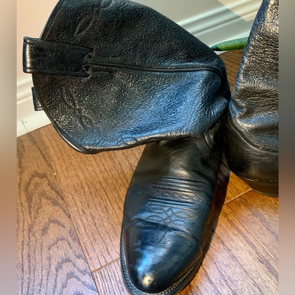 Larry Mahan Cowboy Western Boot Black Leather Sz 10.5E ElPaso Texas Handcrafted - Picture 6 of 14